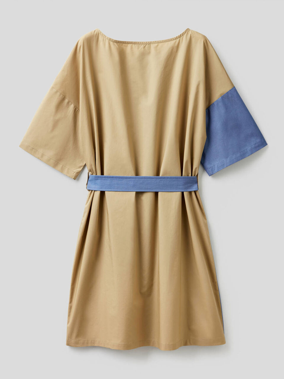 Kurzes, zweifarbiges Kleid aus reiner Baumwolle image number 2