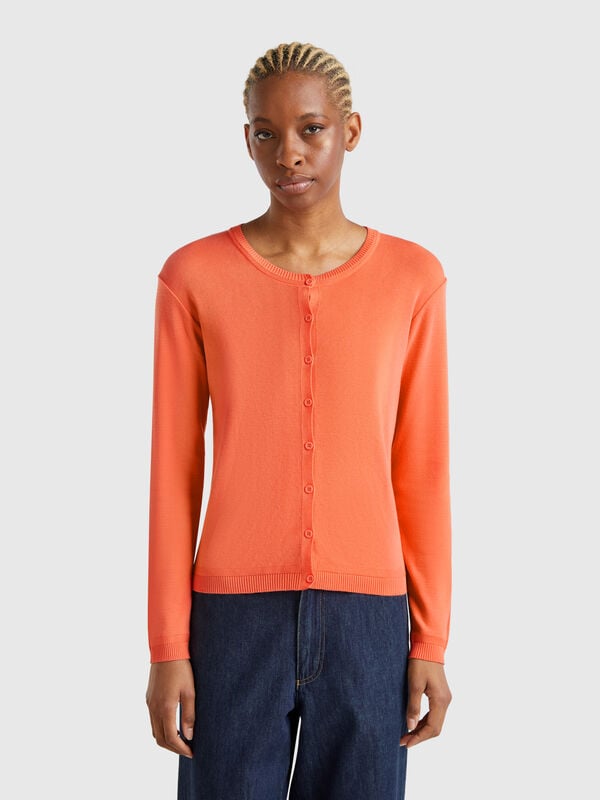 Cardigan mit rundem Ausschnitt aus reiner Baumwolle Damen