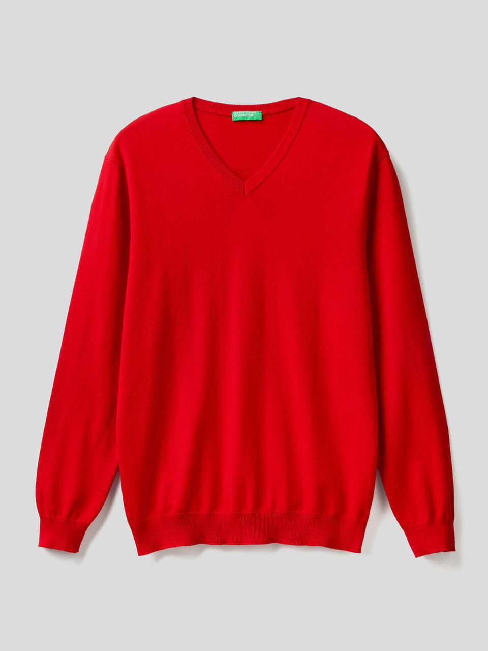 Pullover aus reiner Baumwolle mit V-Ausschnitt image number 1