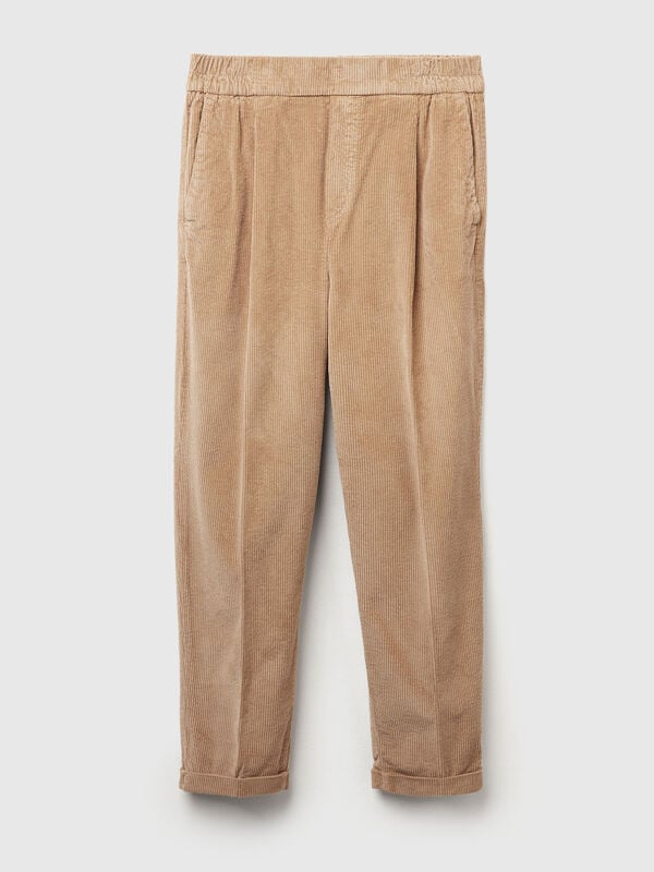 Samt-Chinohose mit elastischem Bund Samt-Chinohose mit elastischem Bund Damen