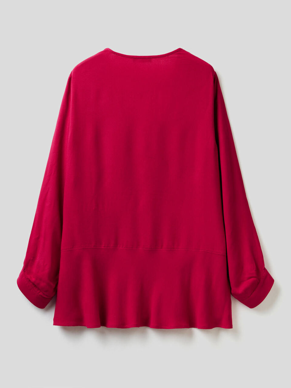 Bluse mit V-Ausschnitt und Rüsche am Saum unten image number 2