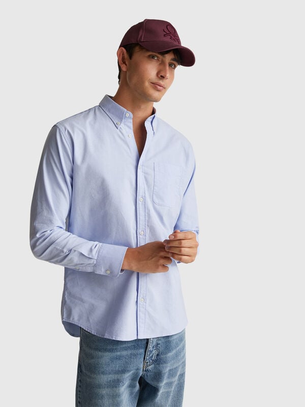 Hellblaues Button-Down-Hemd in normaler Passform Herren