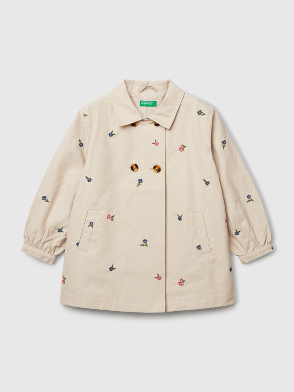 Zweireihiger Trenchcoat mit Blumen Mädchen