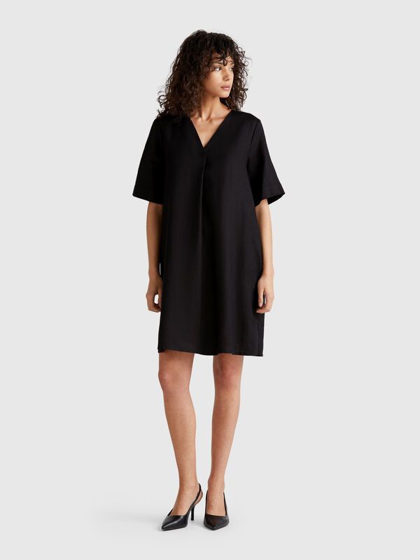Kurzarmkleid aus reinem Leinen Damen