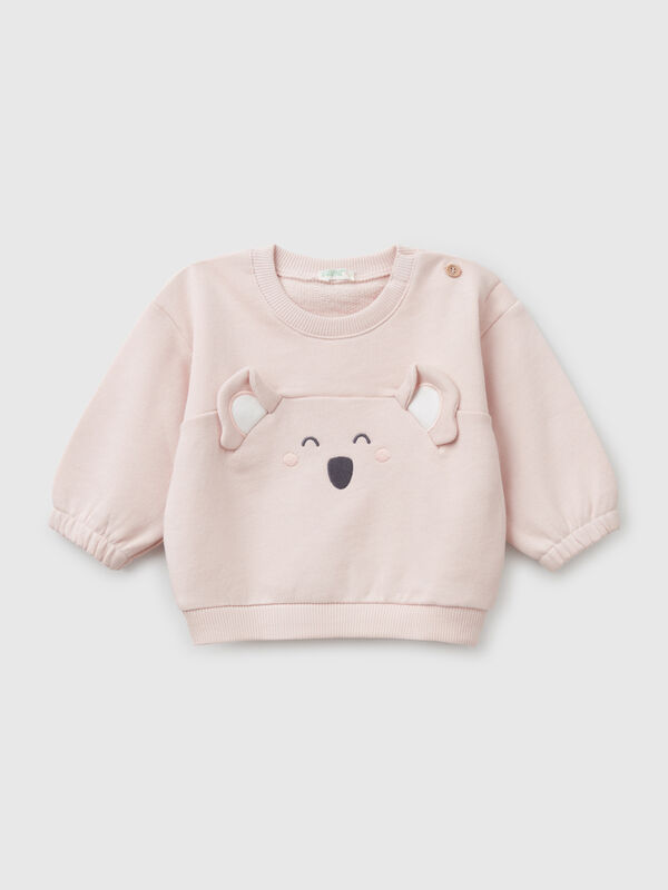 Sweatshirt mit Stickerei und Patch aus Baumwolle Newborn