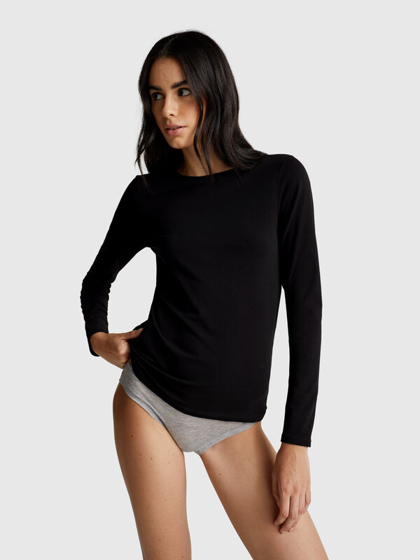 Langarm-T-Shirt aus superelastischer Baumwolle Damen
