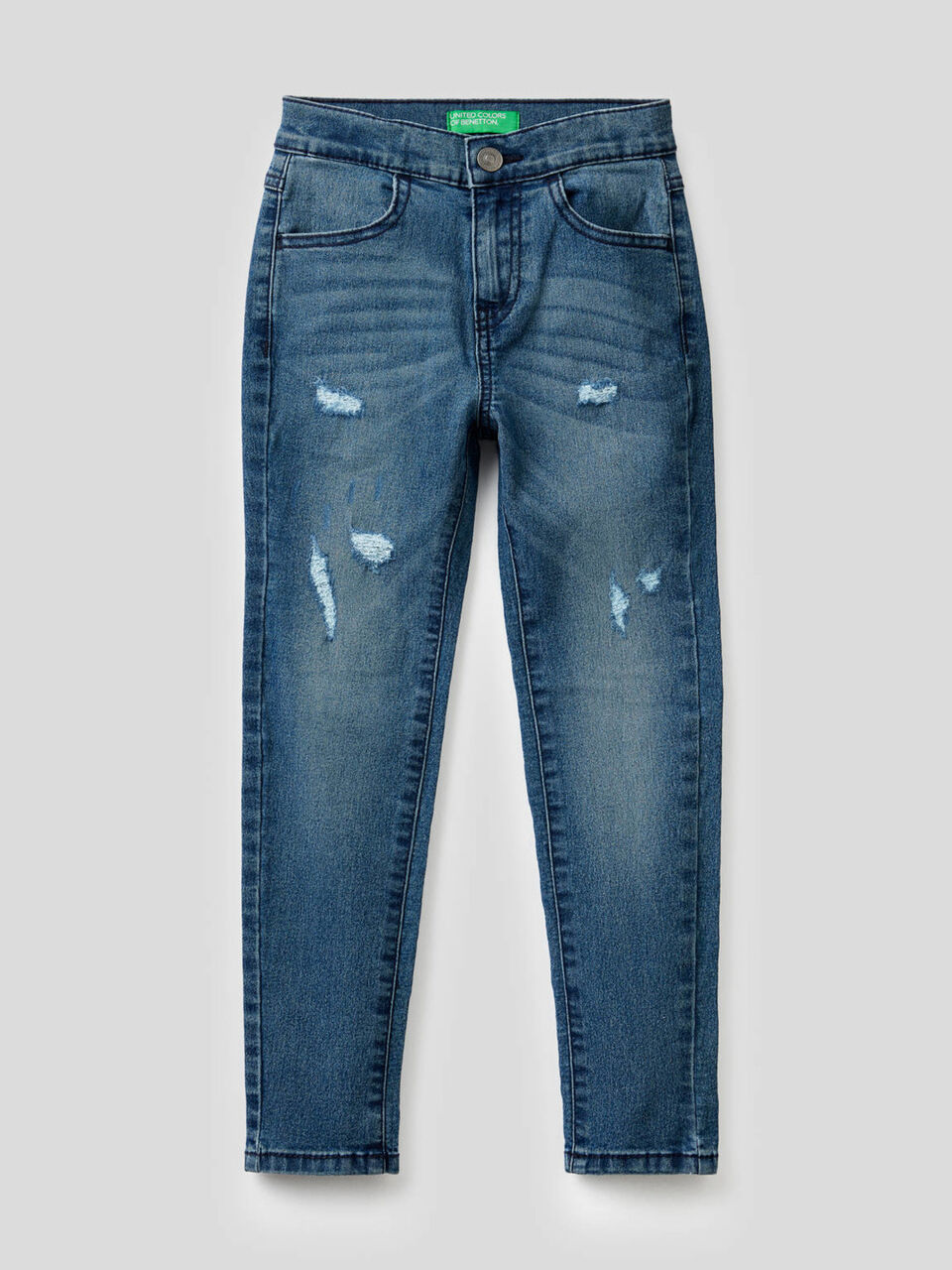 Skinny-Fit-Jeans mit Used-Effekt image number 1
