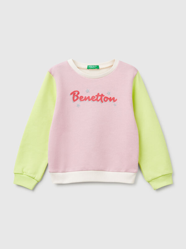 Sweater aus Baumwolle mit Glitzerdruck Mädchen