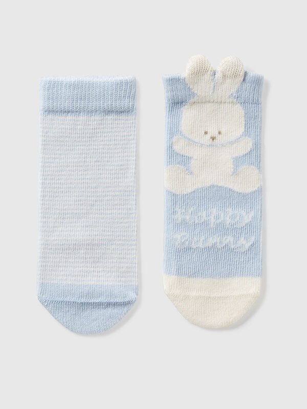 Set gestreifte Socken mit Häschen Newborn