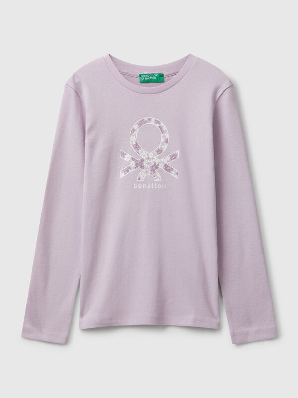 T-Shirt mit Glitzer-Print Mädchen