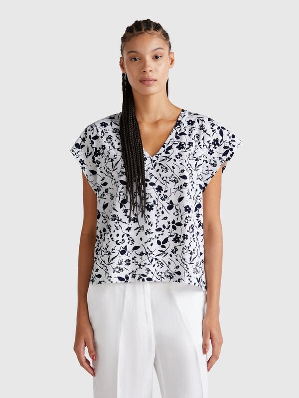 T-Shirt mit Blumendruck Damen