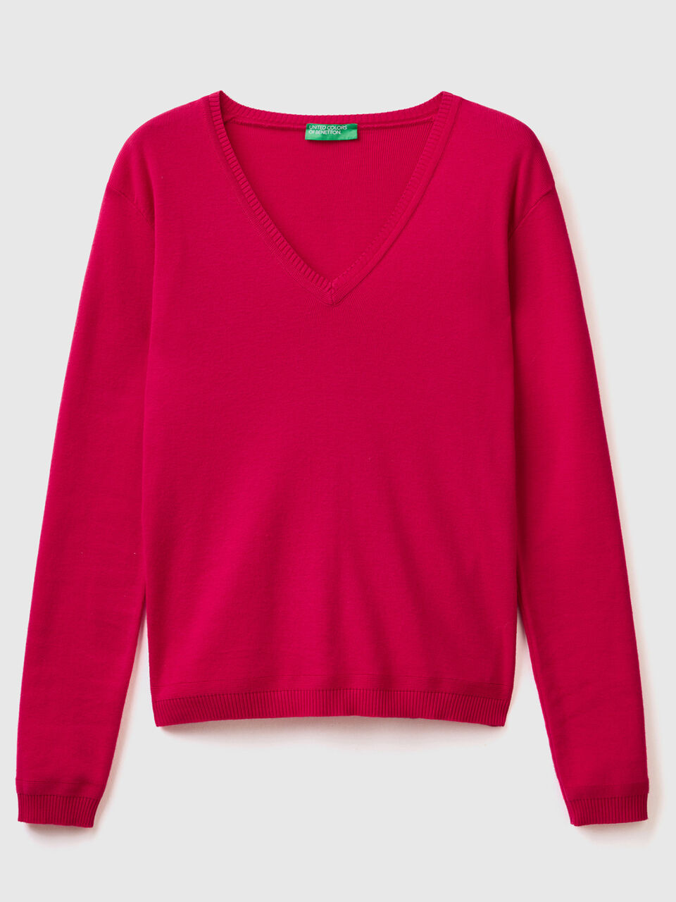 Pulli aus reiner Baumwolle mit V-Ausschnitt image number 1