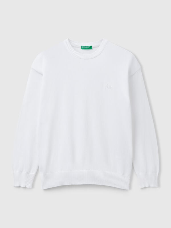 Pullover aus reiner Baumwolle mit Logo Jungen