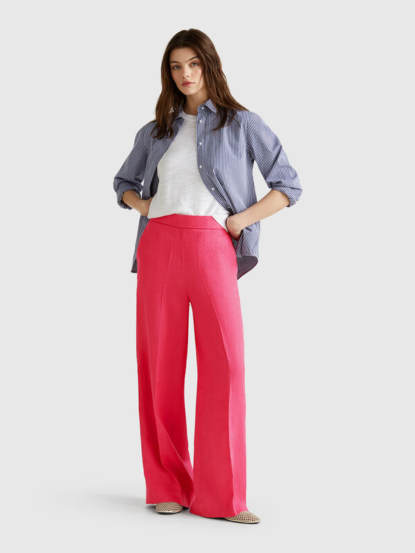 Palazzo-Hose aus 100 % Leinen Damen