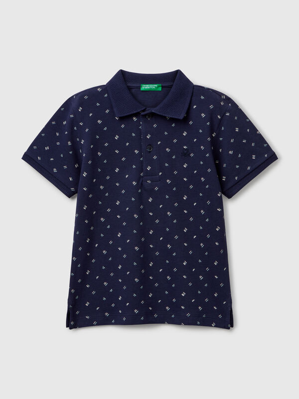 Mikrogemustertes Poloshirt aus reiner Baumwolle Jungen