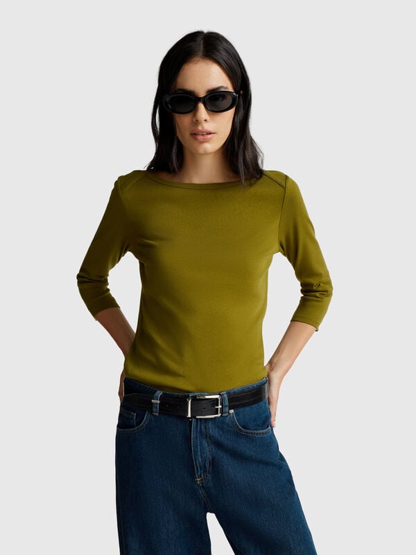 T-Shirt mit U-Boot-Ausschnitt T-Shirt mit U-Boot-Ausschnitt Damen