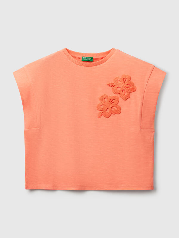 T-Shirt mit Makramee-Patch Mädchen