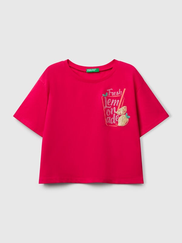 T-Shirt mit Glitzerdruck Mädchen