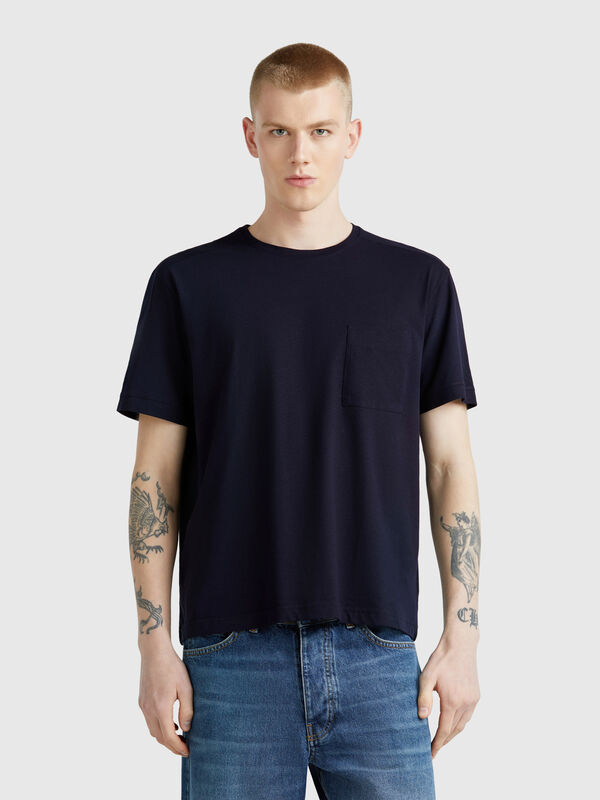 T-Shirt aus Leinenmischung mit Tasche Herren