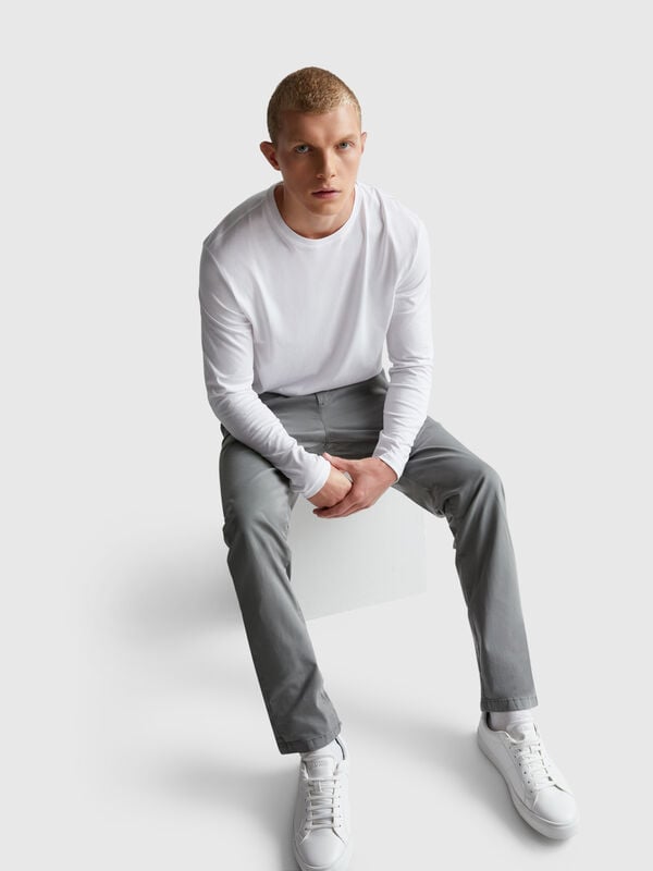 Langarm-T-Shirt aus reiner Baumwolle Herren