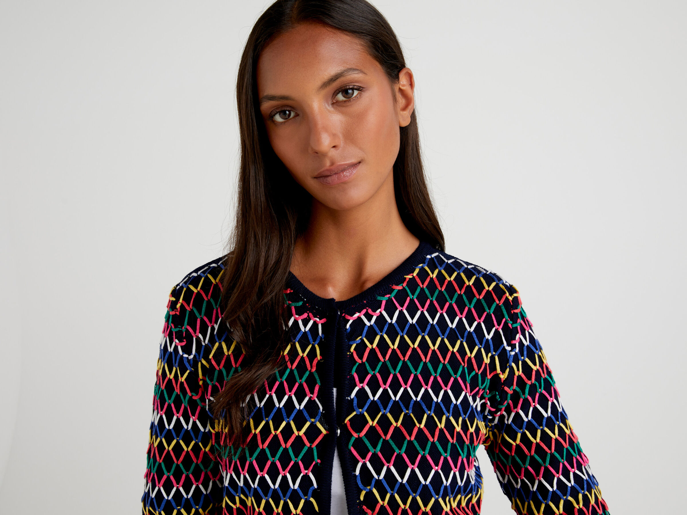 Bunte Strickjacke mit 3/4-Ärmeln image number 3