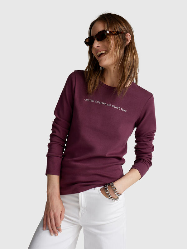 Langarm-T-Shirt aus 100 % Baumwolle Damen