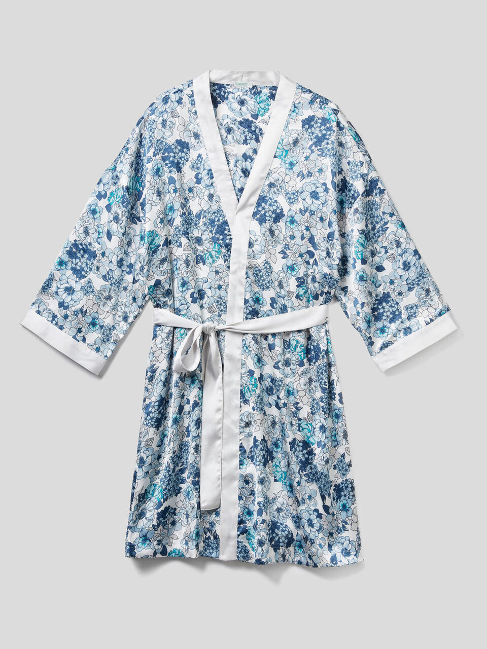 Kimono-Morgenmantel aus Satin mit Print image number 1