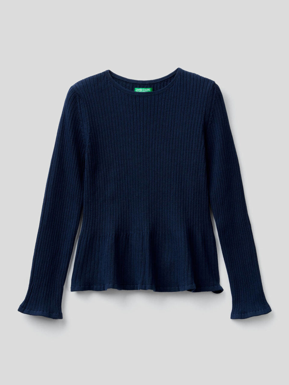 Gerippter Pullover mit ausgestelltem Saum unten image number 1