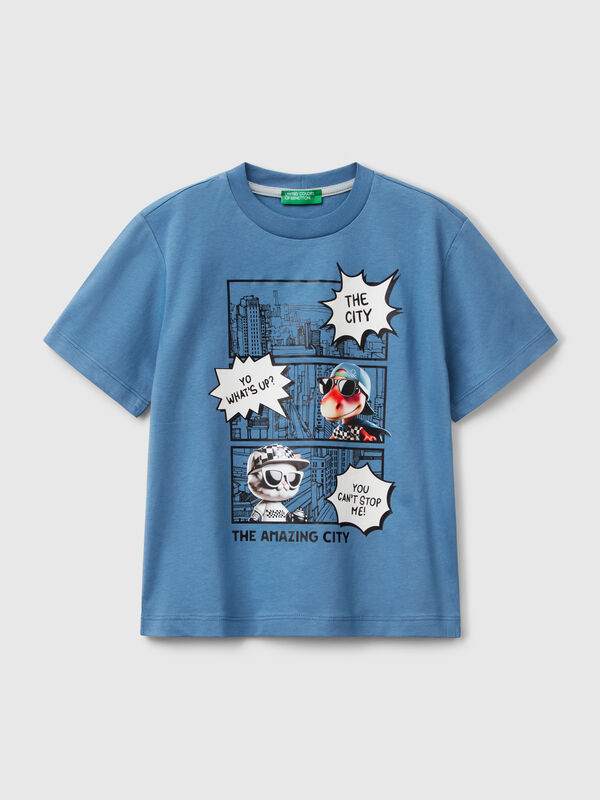 T-Shirt mit Rundhalsausschnitt und Aufdruck Jungen