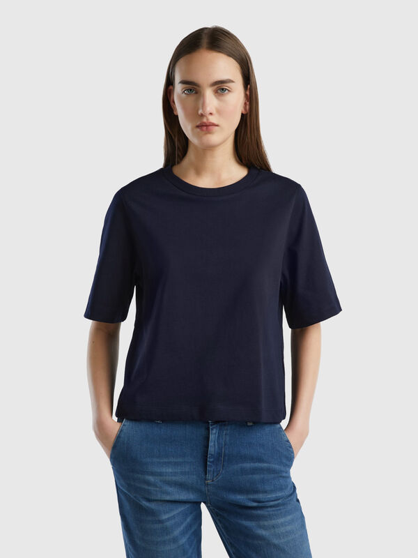 T-Shirt aus 100% Baumwolle im Boxy Fit Damen