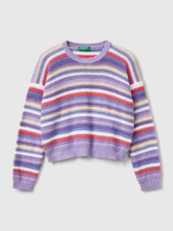 Mehrfarbig gestreifter Pullover mit Lurex Mädchen