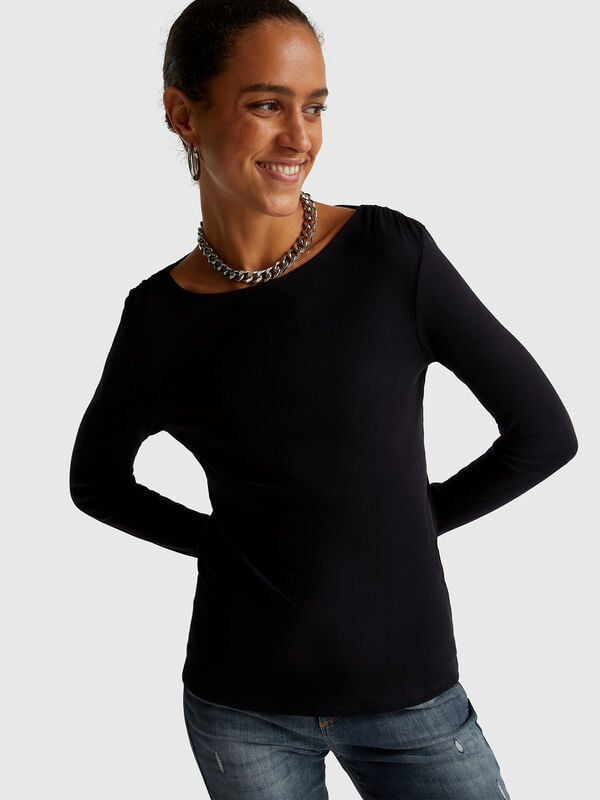 T-Shirt mit U-Boot-Ausschnitt Damen