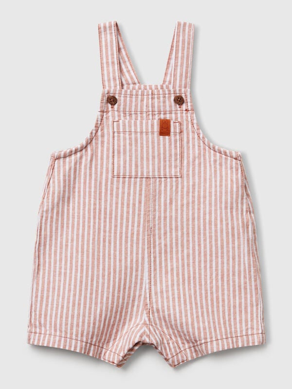 Gestreifte Latzhose aus Leinenmischung Newborn