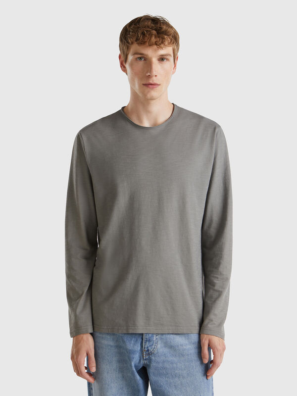 Langarm-T-Shirt aus 100 % Baumwolle Herren