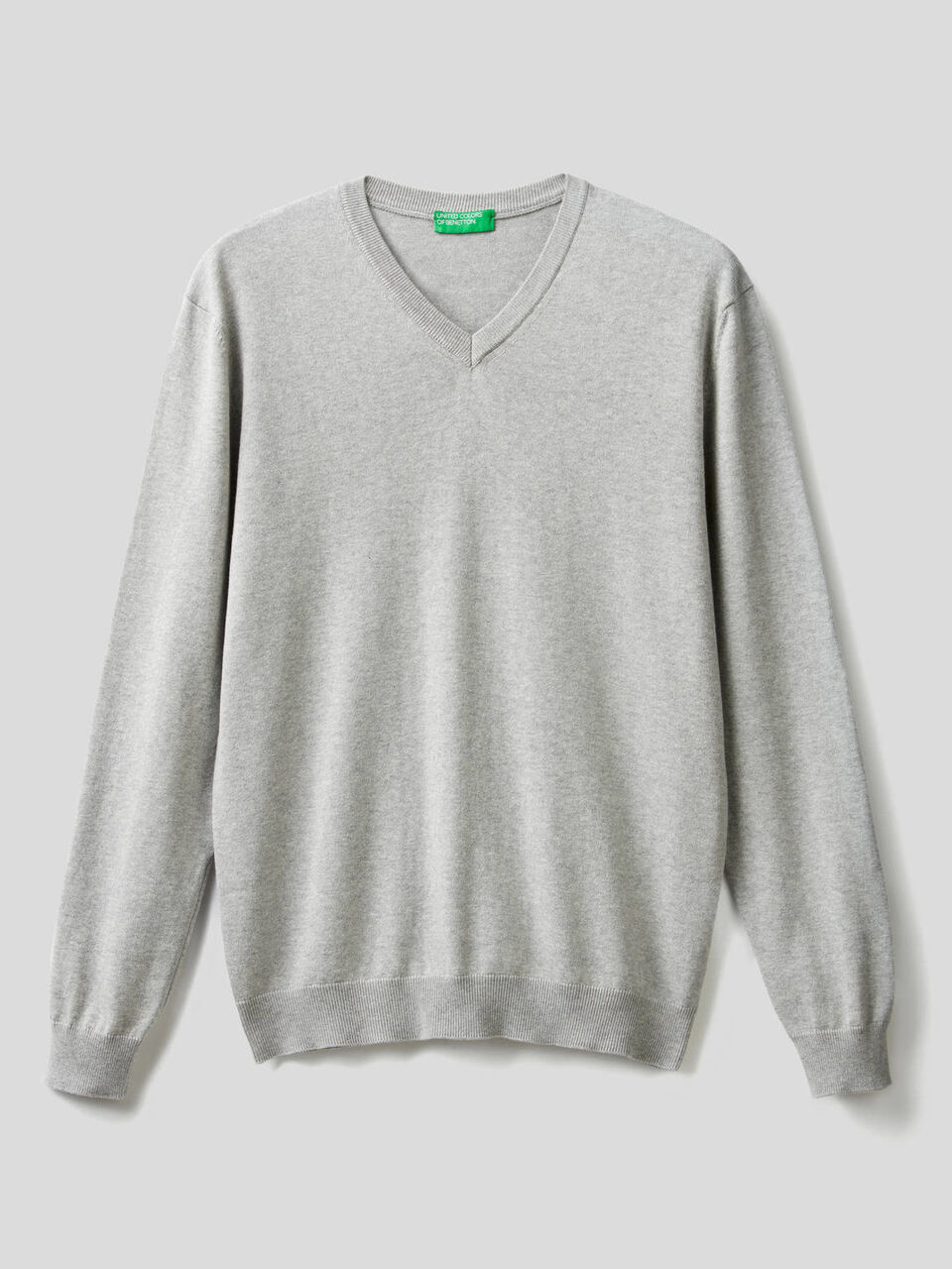 Pullover aus reiner Baumwolle mit V-Ausschnitt image number 1