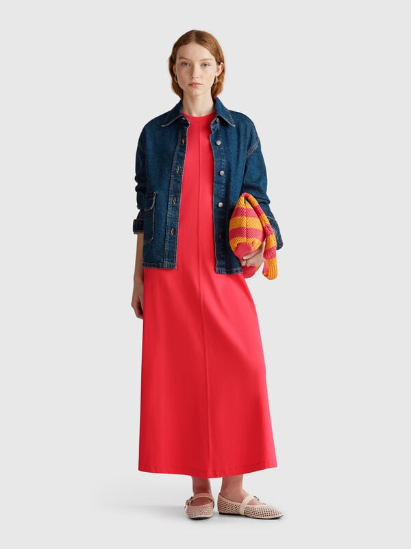 Ärmelloses Kleid aus reiner Baumwolle Damen
