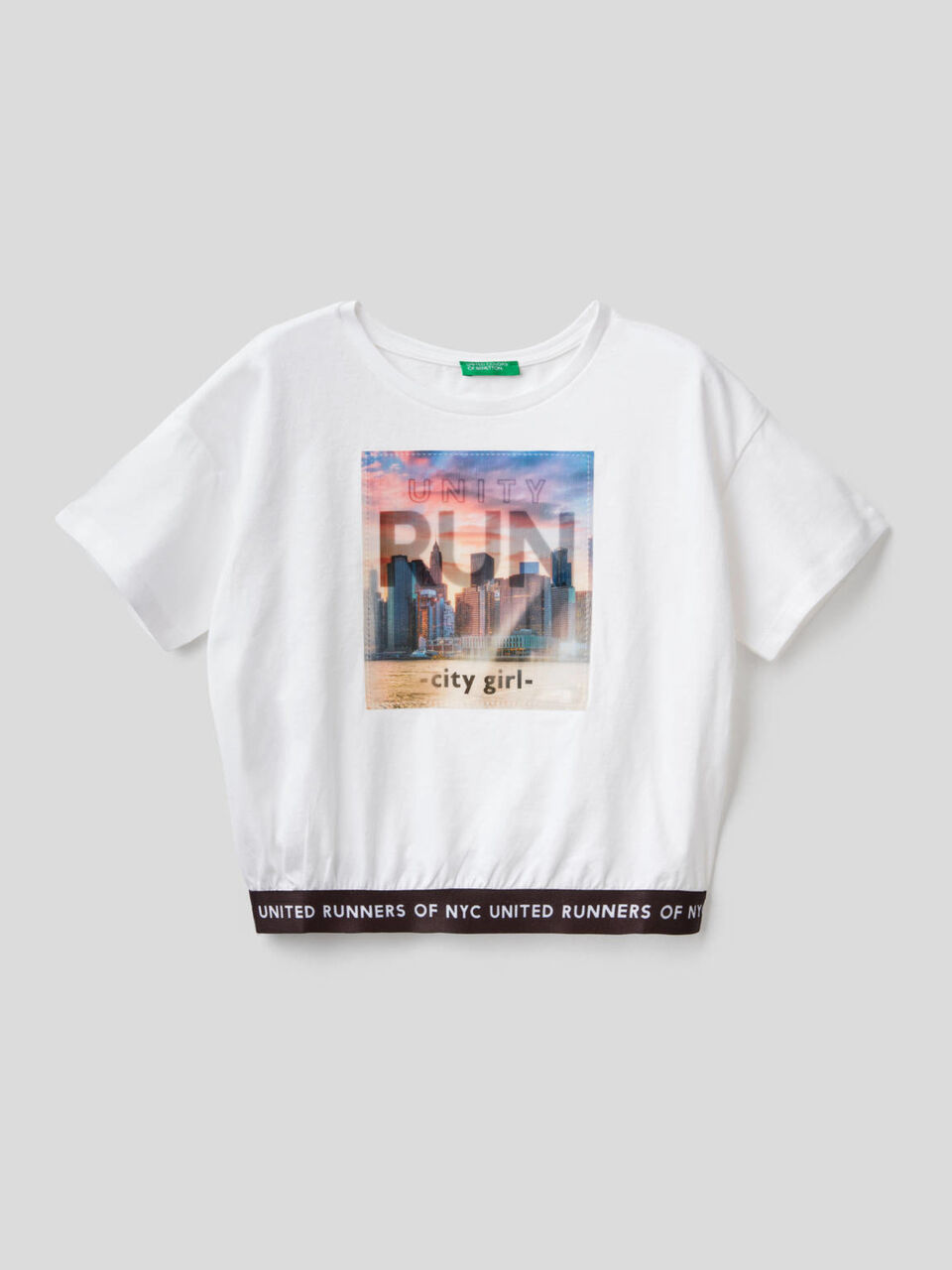 Cropped-T-Shirt mit schillerndem Print image number 1