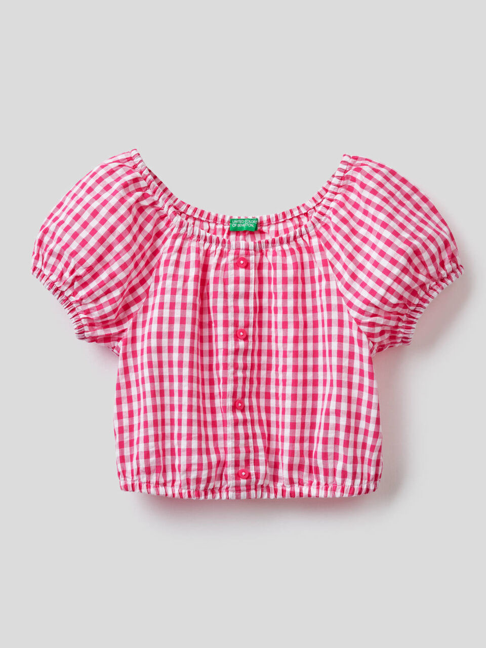 Cropped-Bluse mit Vichy-Muster image number 1