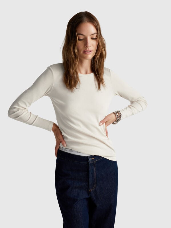 Langarm-T-Shirt aus 100 % Baumwolle Damen