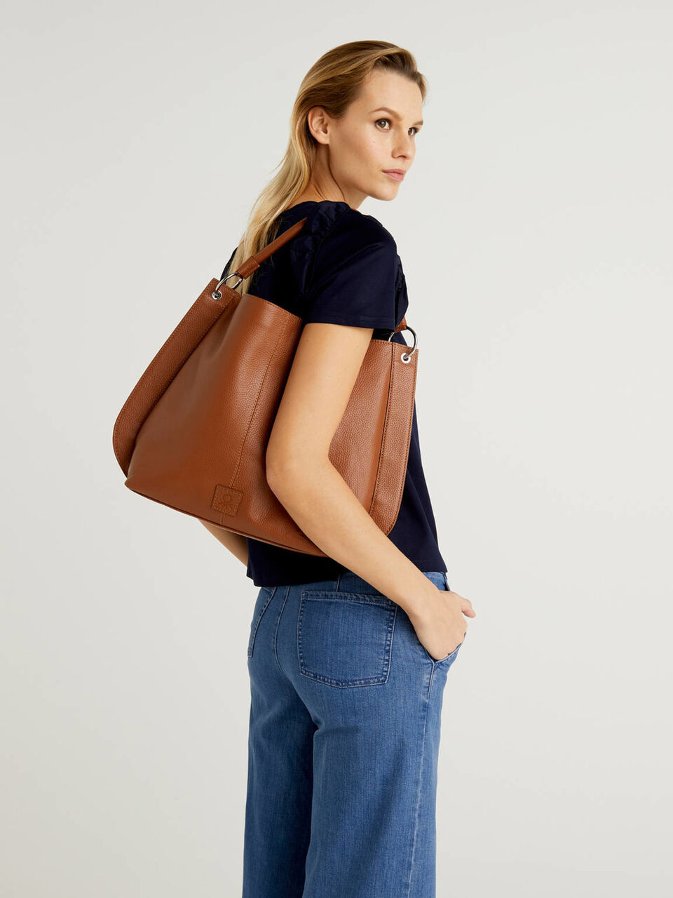 Hobo-Bag aus echtem Leder image number null