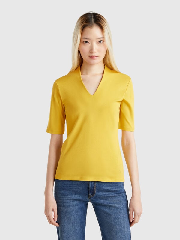 Schmal geschnittenes T-Shirt aus langfaseriger Baumwolle Damen