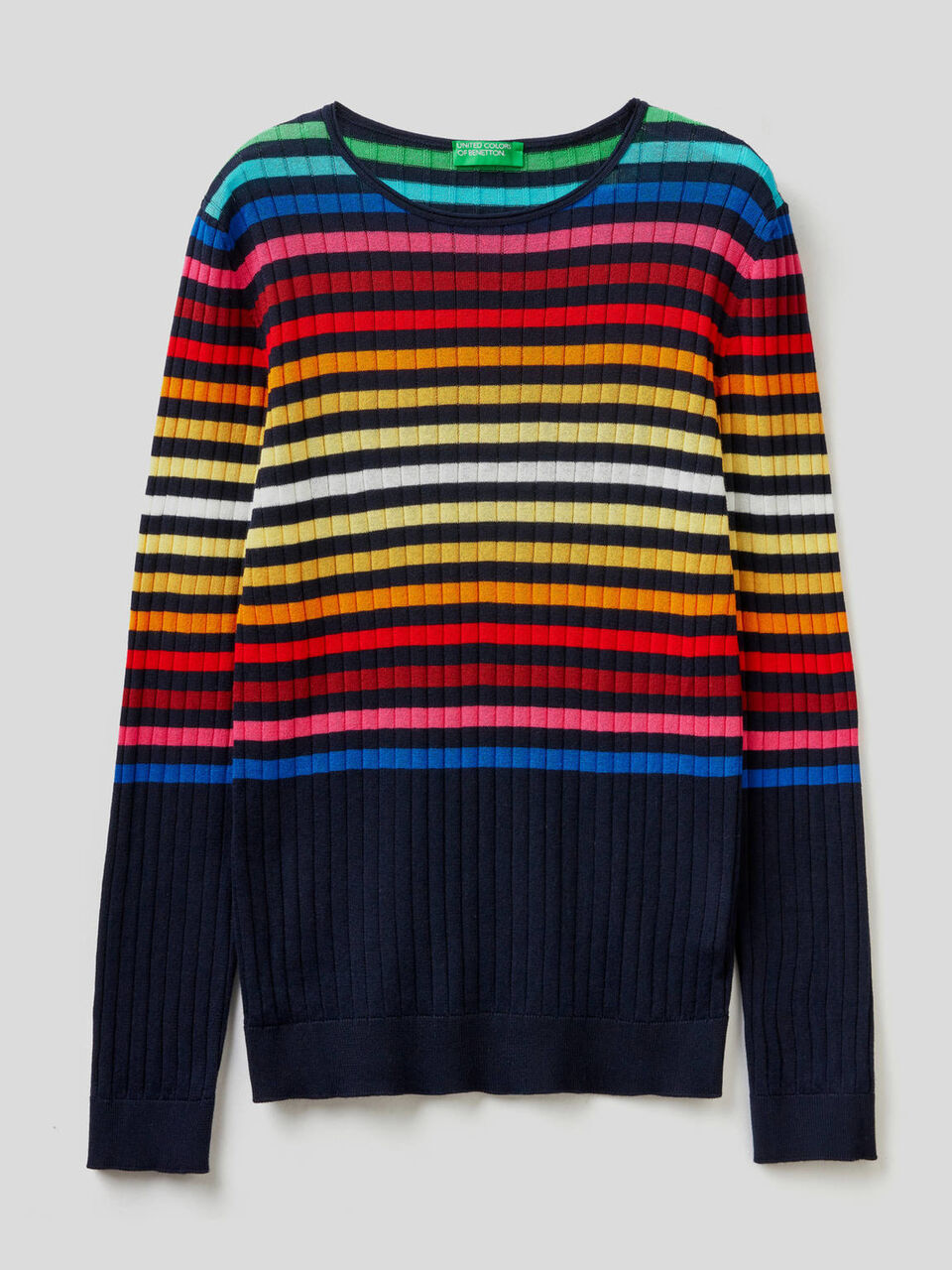 Pullover aus 100% Baumwolle mit bunten Streifen image number 1