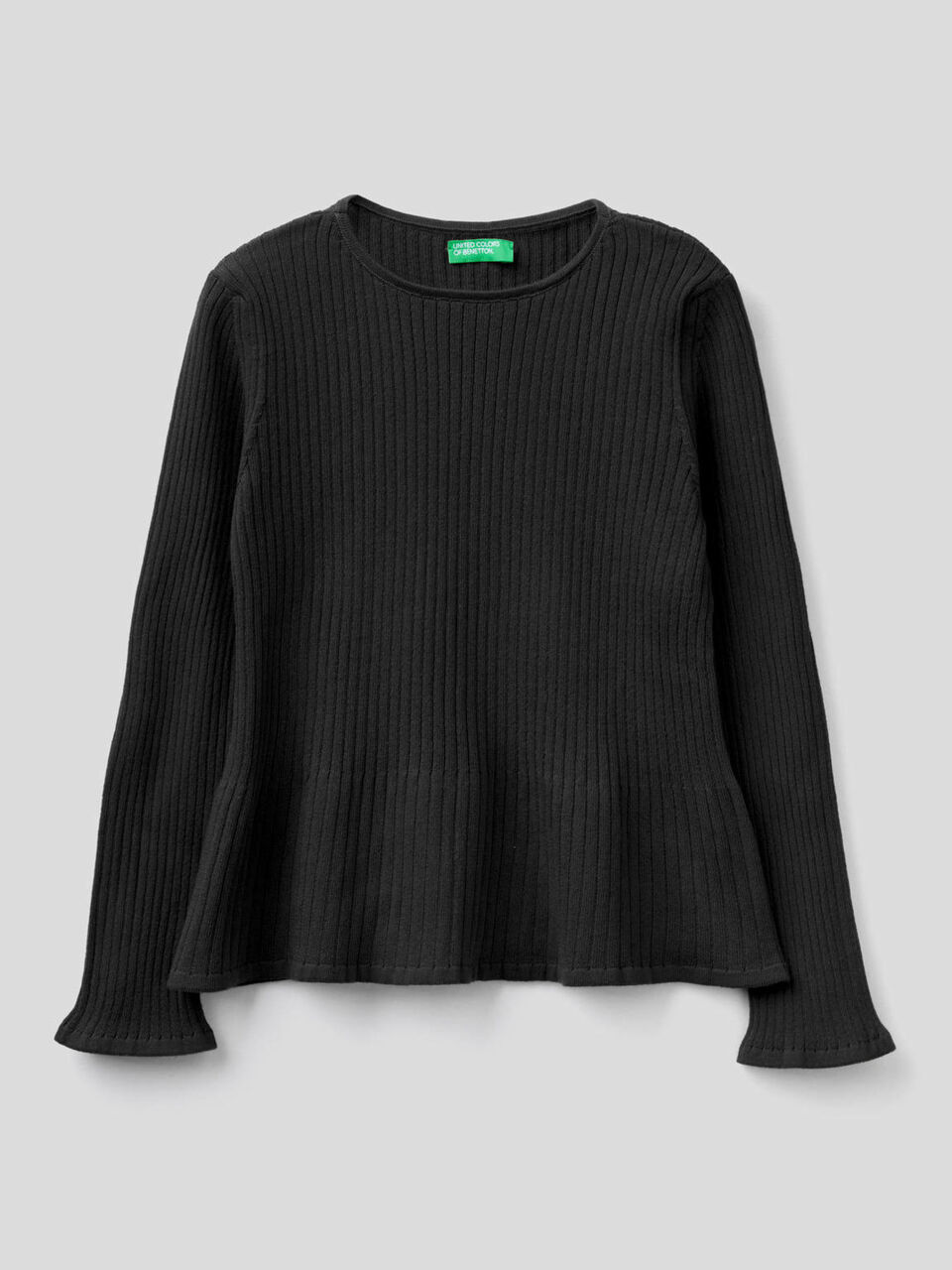 Gerippter Pullover mit ausgestelltem Saum unten image number 1