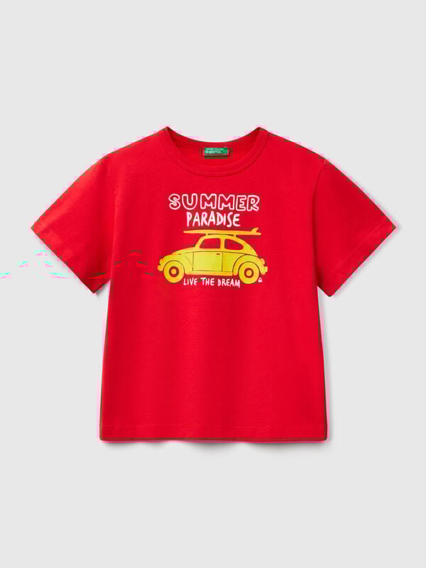 T-Shirt mit fluoreszierendem Aufdruck Jungen