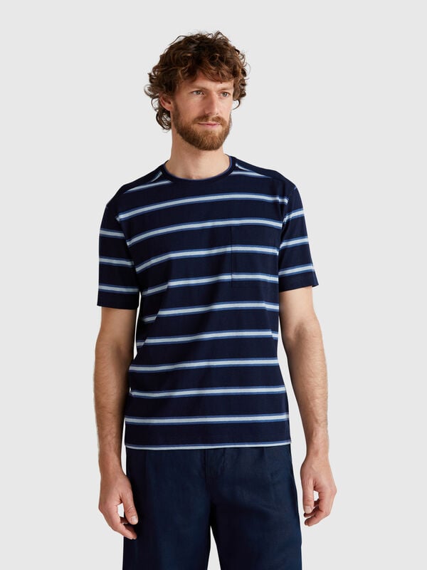 Gestreiftes T-Shirt mit Tasche Herren