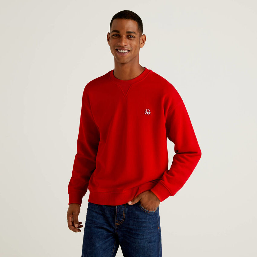 Sweatshirt in 100% Baumwolle mit aufgenähtem Logo
