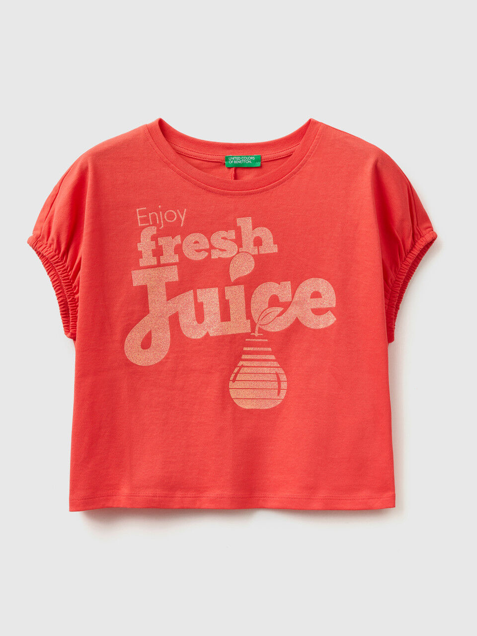 T-Shirt mit glitzerndem Früchteprint