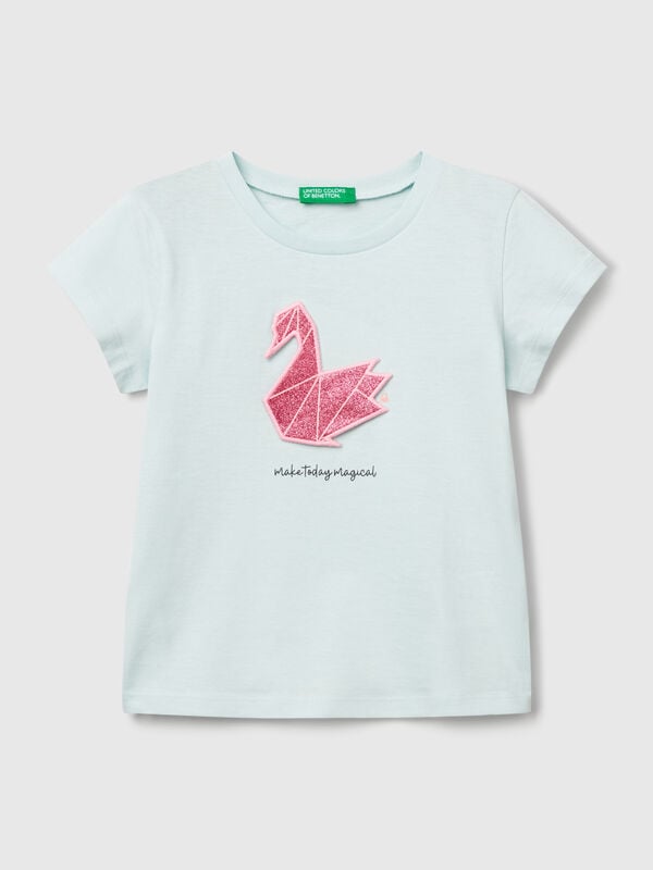 T-Shirt mit Aufdruck und Applikation Mädchen