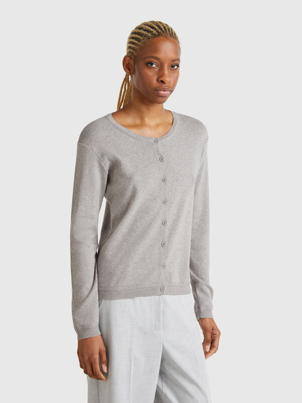 Cardigan mit rundem Ausschnitt aus reiner Baumwolle Damen