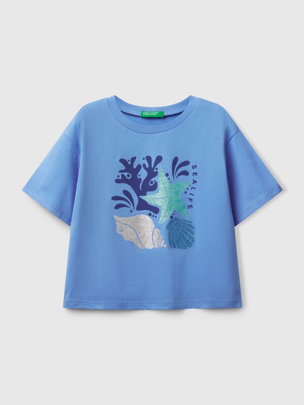 T-Shirt mit Glitzerdruck Mädchen